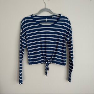 Pacsun Me to We Blue and White Long Sleeve Striped Top